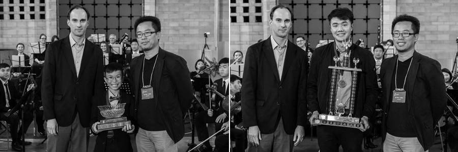 (Left) Austin Ng, 2017 VMO Clef Concerto Competition Junior Category Winner. (Right) Barry Tan, 2017 VMO Clef Concerto Competition Senior Category Winner.